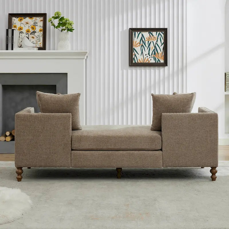Gepolsterte Chaiselongue mit Chenillebezug und Nagelkopfbesatz