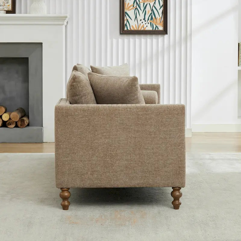 Gepolsterte Chaiselongue mit Chenillebezug und Nagelkopfbesatz