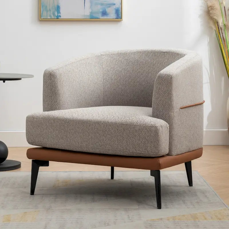 Zweifarbiger Clubsessel, gepolsterter runder Sessel für Wohnzimmer, Schlafzimmer und Lesezimmer, Orange