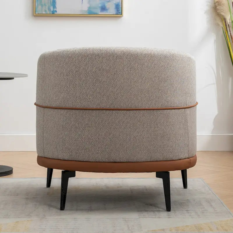 Two-Tone Barrel Armchair, Upholstered Round Chair for Living Room, Bedroom & Reading Room, Burnt Orange