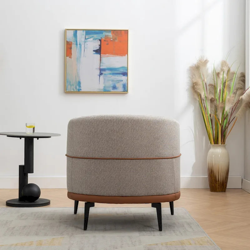 Zweifarbiger Clubsessel, gepolsterter runder Sessel für Wohnzimmer, Schlafzimmer und Lesezimmer, Orange