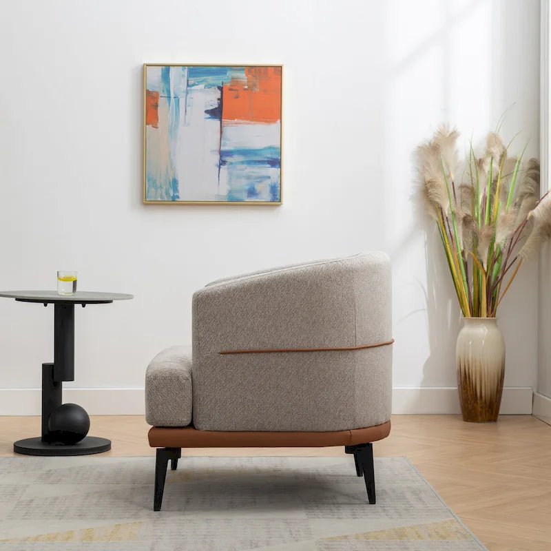 Zweifarbiger Clubsessel, gepolsterter runder Sessel für Wohnzimmer, Schlafzimmer und Lesezimmer, Orange