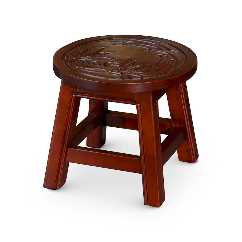 Carved Wooden Step Stool