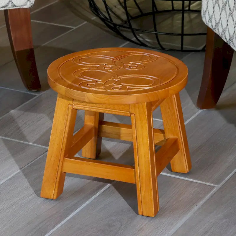 Carved Wooden Step Stool