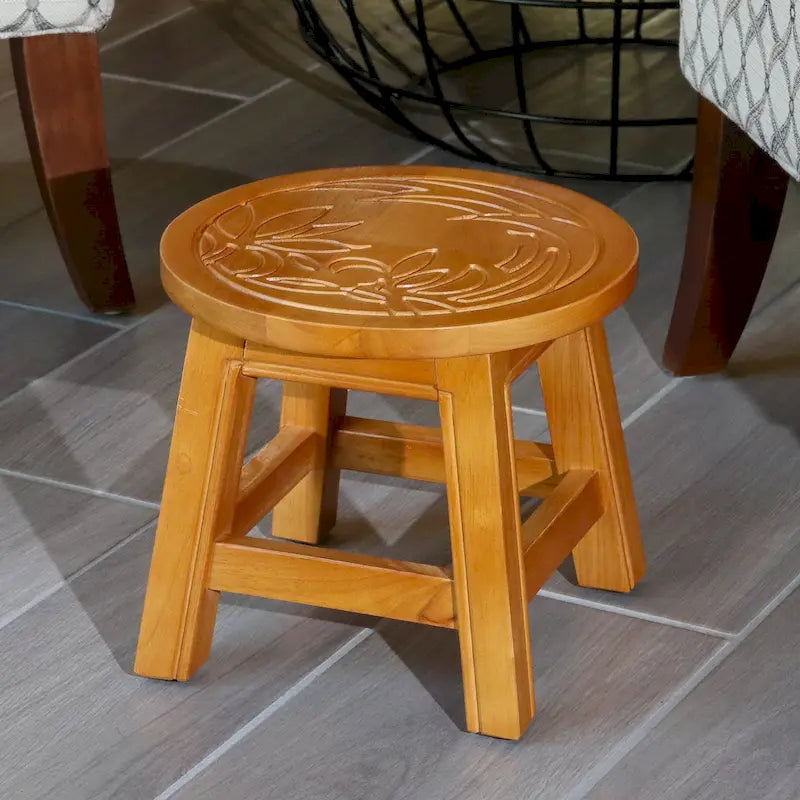 Carved Wooden Step Stool