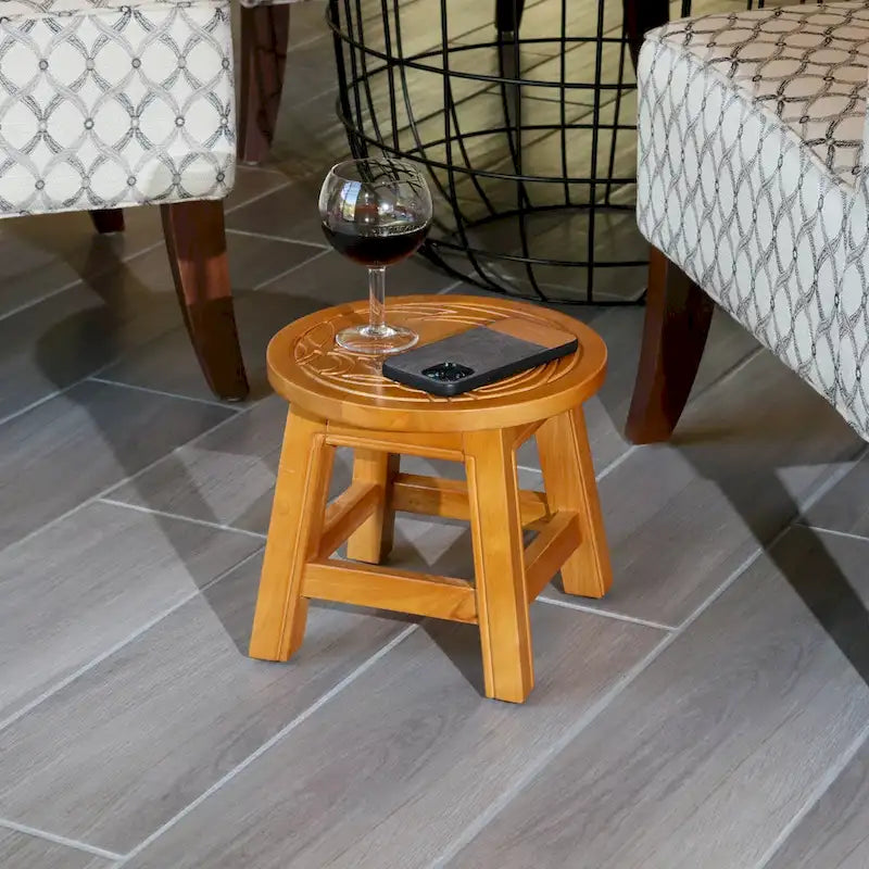 Carved Wooden Step Stool