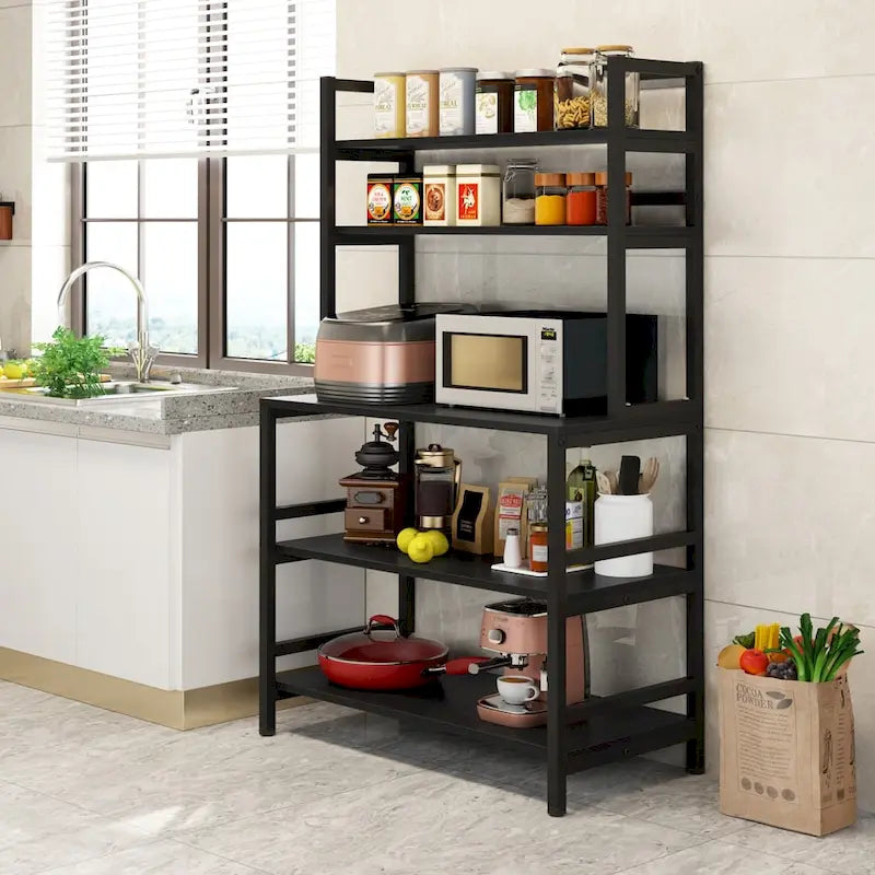 5-Tier Kitchen Bakers Rack with Hutch & Utility Storage Shelf