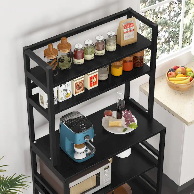 5-Tier Kitchen Bakers Rack with Hutch & Utility Storage Shelf