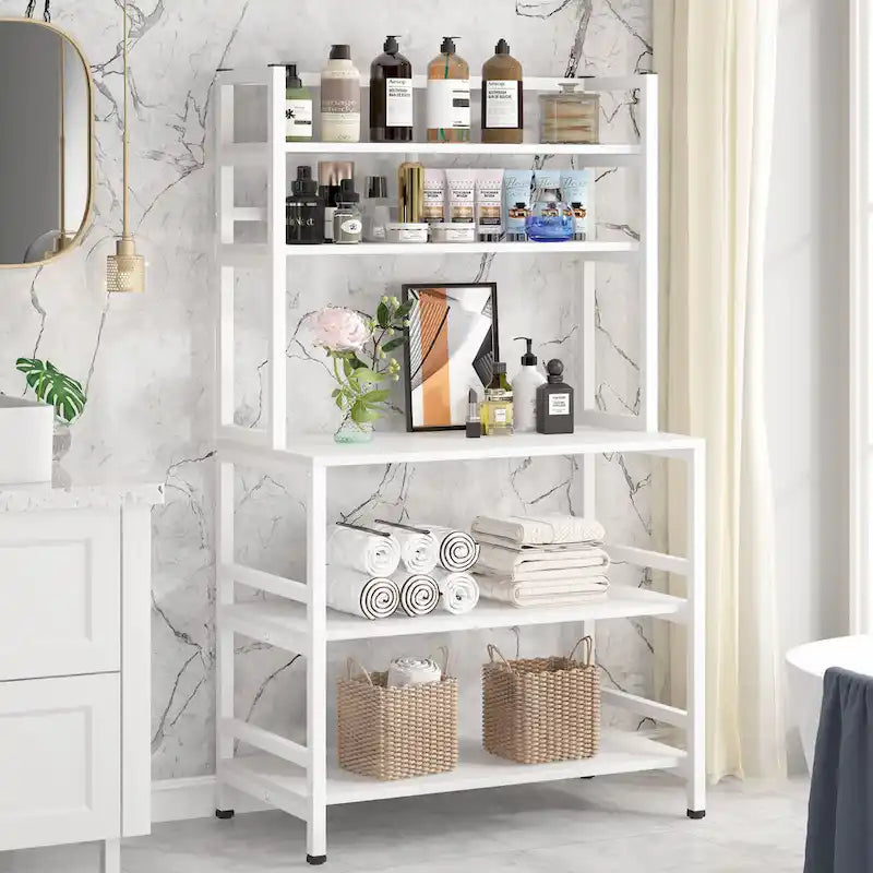 Étagère de boulangerie de cuisine à 5 niveaux avec vaisselier et tablette de rangement polyvalente