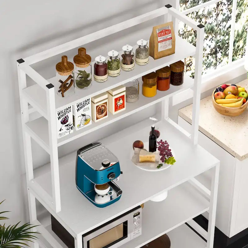 Étagère de boulangerie de cuisine à 5 niveaux avec vaisselier et tablette de rangement polyvalente