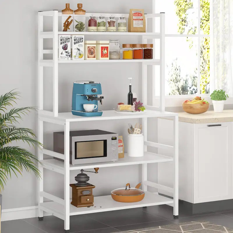 Étagère de boulangerie de cuisine à 5 niveaux avec vaisselier et tablette de rangement polyvalente