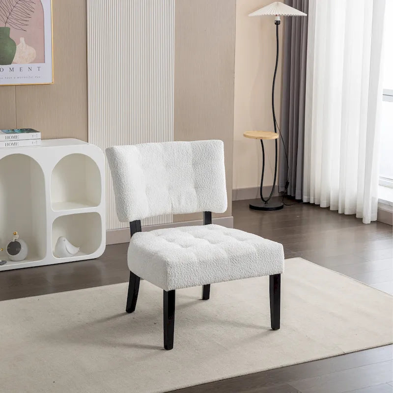 Boucle Tufted Accent Chair – Oversized Slipper Style