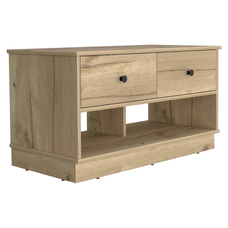 90 cm breites Stauraumbank mit 2 offenen Fächern und 2 Schubladen