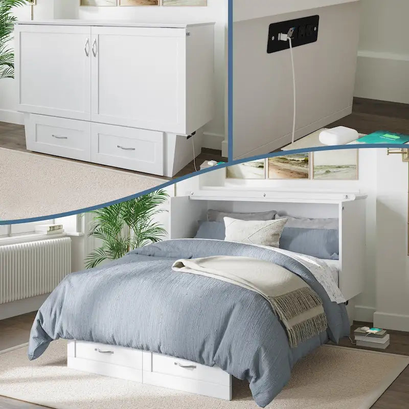 Cama-armário Murphy completa com colchão de espuma viscoelástica de 6"