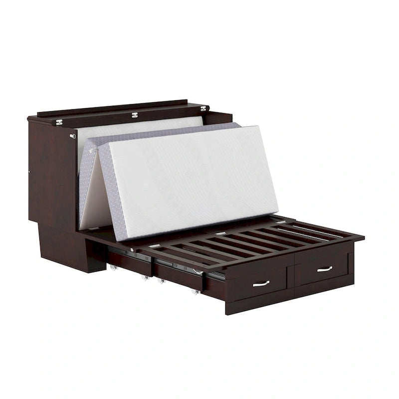 Full Murphy Bed Chest with 6" Memory Foam Mattress