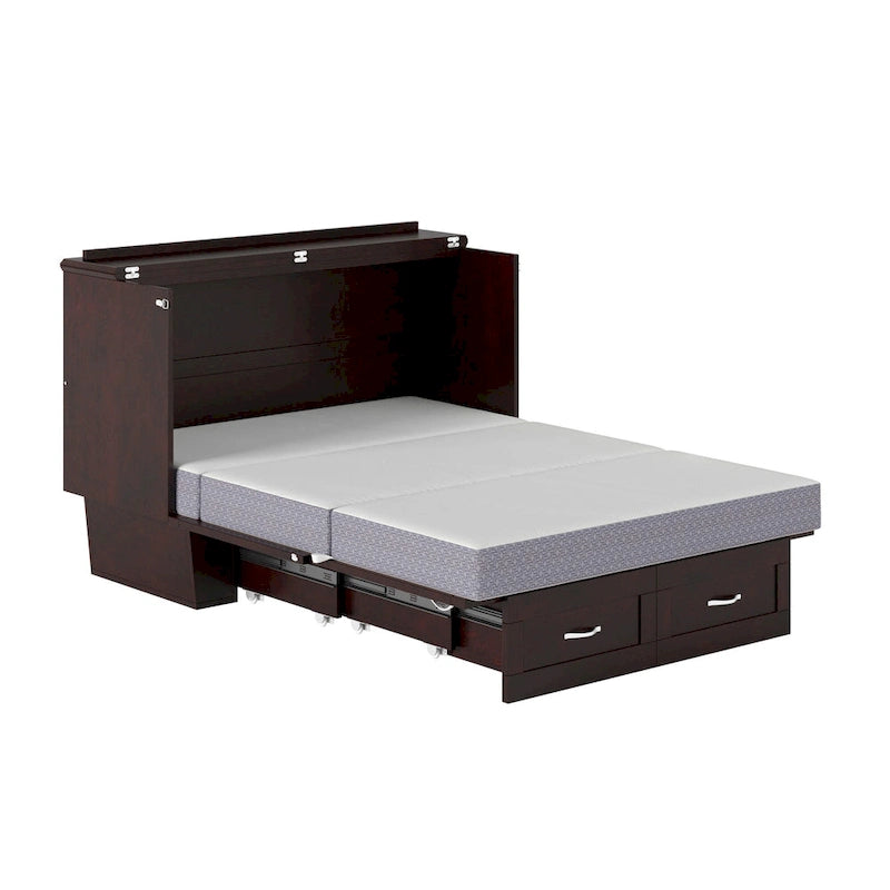 Full Murphy Bed Chest with 6" Memory Foam Mattress