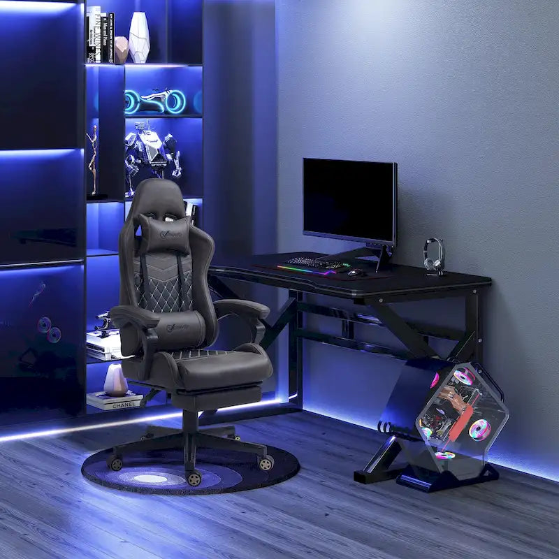 Gamingstuhl im Rennsport-Stil, ergonomischer Bürostuhl, höhenverstellbarer drehbarer Relaxsessel mit hoher Rückenlehne, PC-Computerschreibtischstuhl
