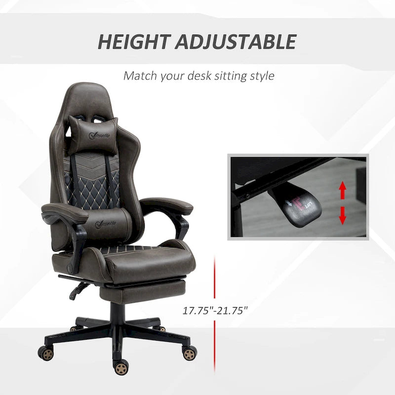 Gamingstuhl im Rennsport-Stil, ergonomischer Bürostuhl, höhenverstellbarer drehbarer Relaxsessel mit hoher Rückenlehne, PC-Computerschreibtischstuhl