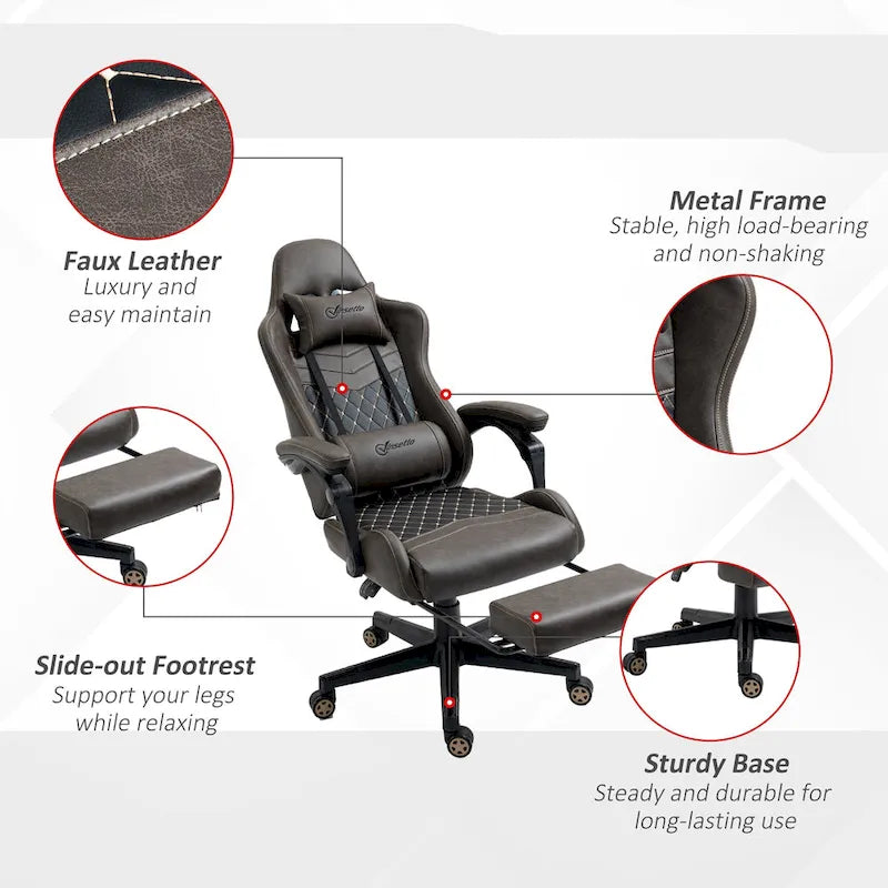 Gamingstuhl im Rennsport-Stil, ergonomischer Bürostuhl, höhenverstellbarer drehbarer Relaxsessel mit hoher Rückenlehne, PC-Computerschreibtischstuhl