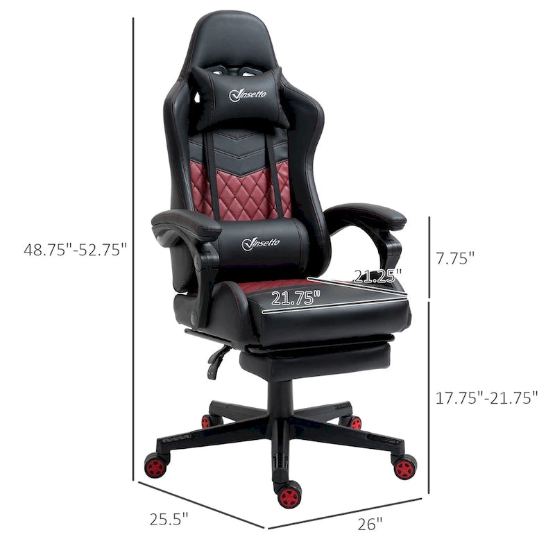 Gamingstuhl im Rennsport-Stil, ergonomischer Bürostuhl, höhenverstellbarer drehbarer Relaxsessel mit hoher Rückenlehne, PC-Computerschreibtischstuhl