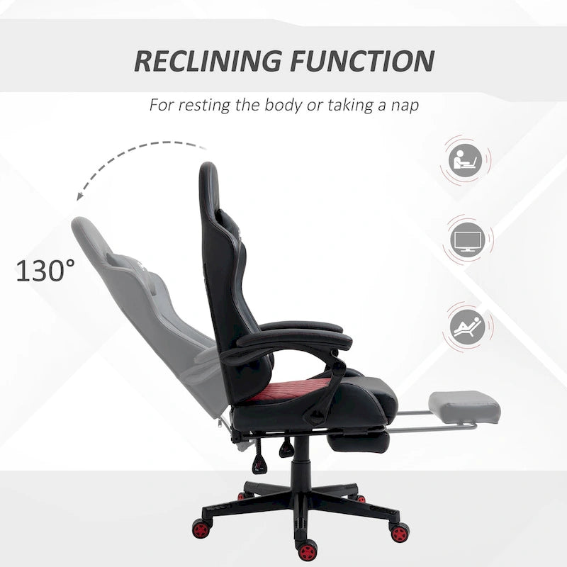 Gamingstuhl im Rennsport-Stil, ergonomischer Bürostuhl, höhenverstellbarer drehbarer Relaxsessel mit hoher Rückenlehne, PC-Computerschreibtischstuhl
