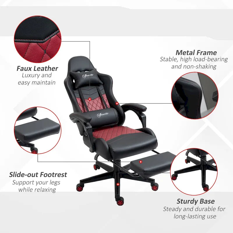 Gamingstuhl im Rennsport-Stil, ergonomischer Bürostuhl, höhenverstellbarer drehbarer Relaxsessel mit hoher Rückenlehne, PC-Computerschreibtischstuhl