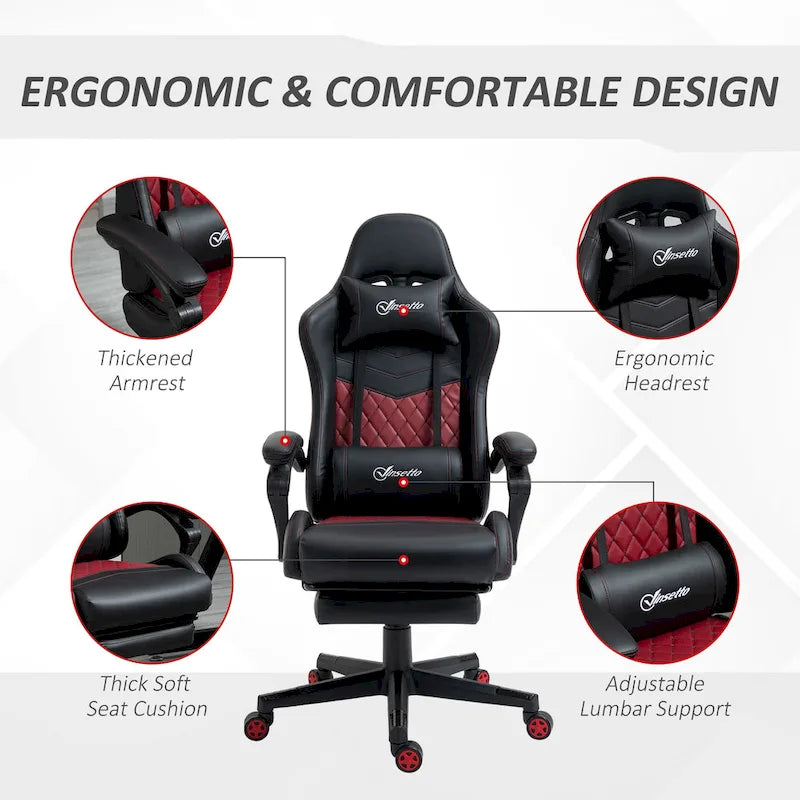 Gamingstuhl im Rennsport-Stil, ergonomischer Bürostuhl, höhenverstellbarer drehbarer Relaxsessel mit hoher Rückenlehne, PC-Computerschreibtischstuhl