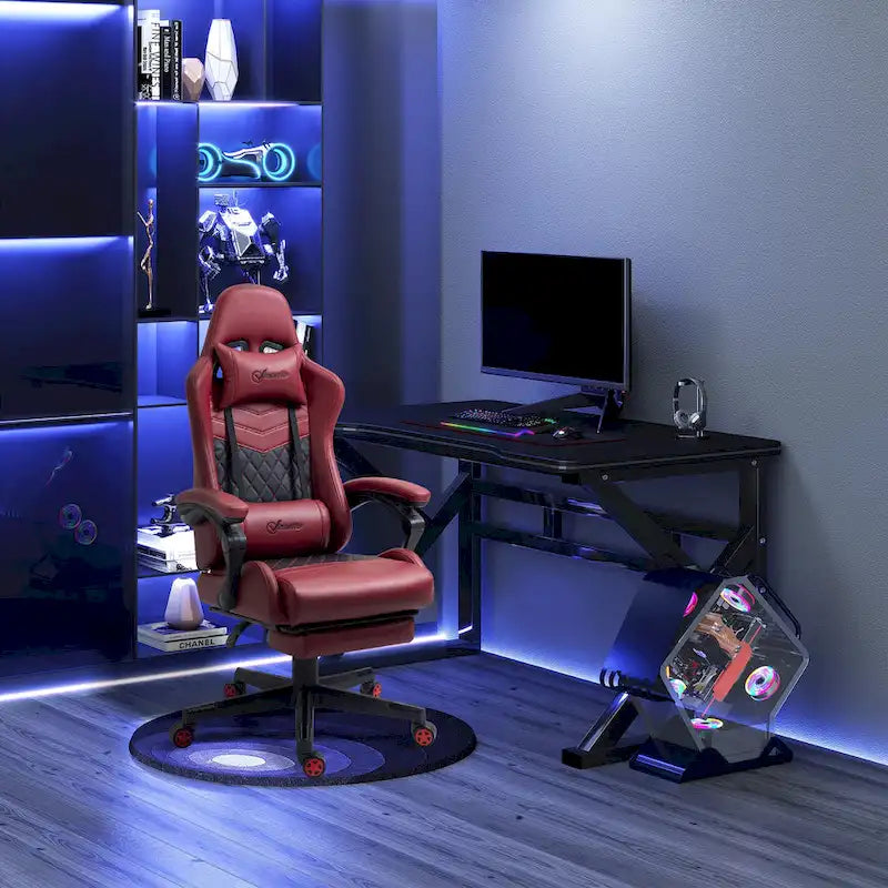 Gamingstuhl im Rennsport-Stil, ergonomischer Bürostuhl, höhenverstellbarer drehbarer Relaxsessel mit hoher Rückenlehne, PC-Computerschreibtischstuhl