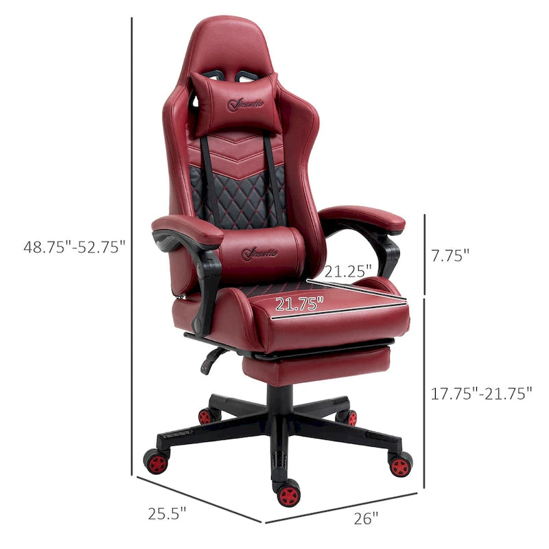 Gamingstuhl im Rennsport-Stil, ergonomischer Bürostuhl, höhenverstellbarer drehbarer Relaxsessel mit hoher Rückenlehne, PC-Computerschreibtischstuhl