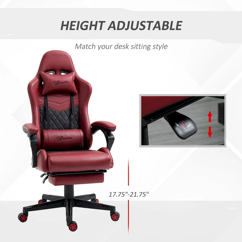 Gamingstuhl im Rennsport-Stil, ergonomischer Bürostuhl, höhenverstellbarer drehbarer Relaxsessel mit hoher Rückenlehne, PC-Computerschreibtischstuhl