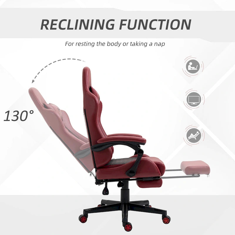 Gamingstuhl im Rennsport-Stil, ergonomischer Bürostuhl, höhenverstellbarer drehbarer Relaxsessel mit hoher Rückenlehne, PC-Computerschreibtischstuhl