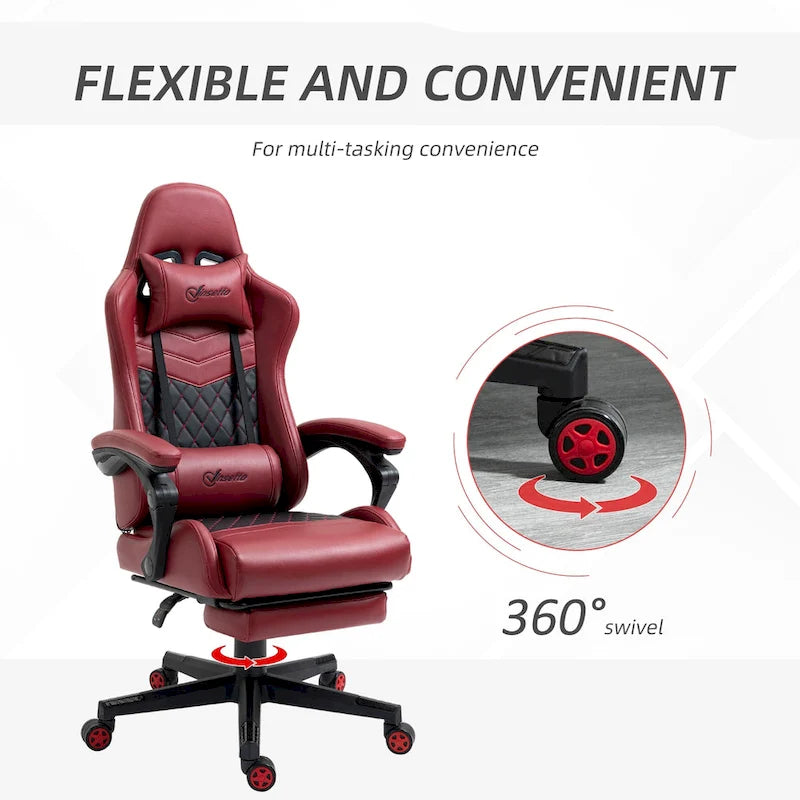 Gamingstuhl im Rennsport-Stil, ergonomischer Bürostuhl, höhenverstellbarer drehbarer Relaxsessel mit hoher Rückenlehne, PC-Computerschreibtischstuhl