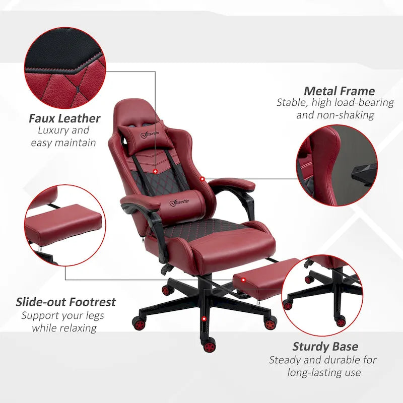 Gamingstuhl im Rennsport-Stil, ergonomischer Bürostuhl, höhenverstellbarer drehbarer Relaxsessel mit hoher Rückenlehne, PC-Computerschreibtischstuhl