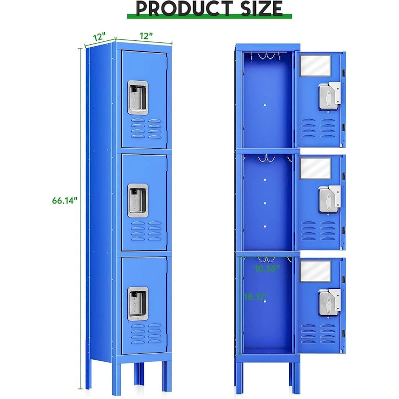 3-Door / 5-Door Metal Locker Storage Cabinet for School, Office & Gym