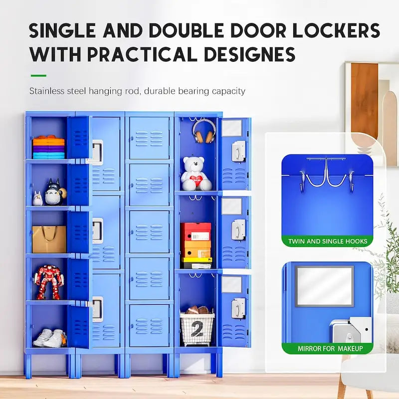 3-Door / 5-Door Metal Locker Storage Cabinet for School, Office & Gym