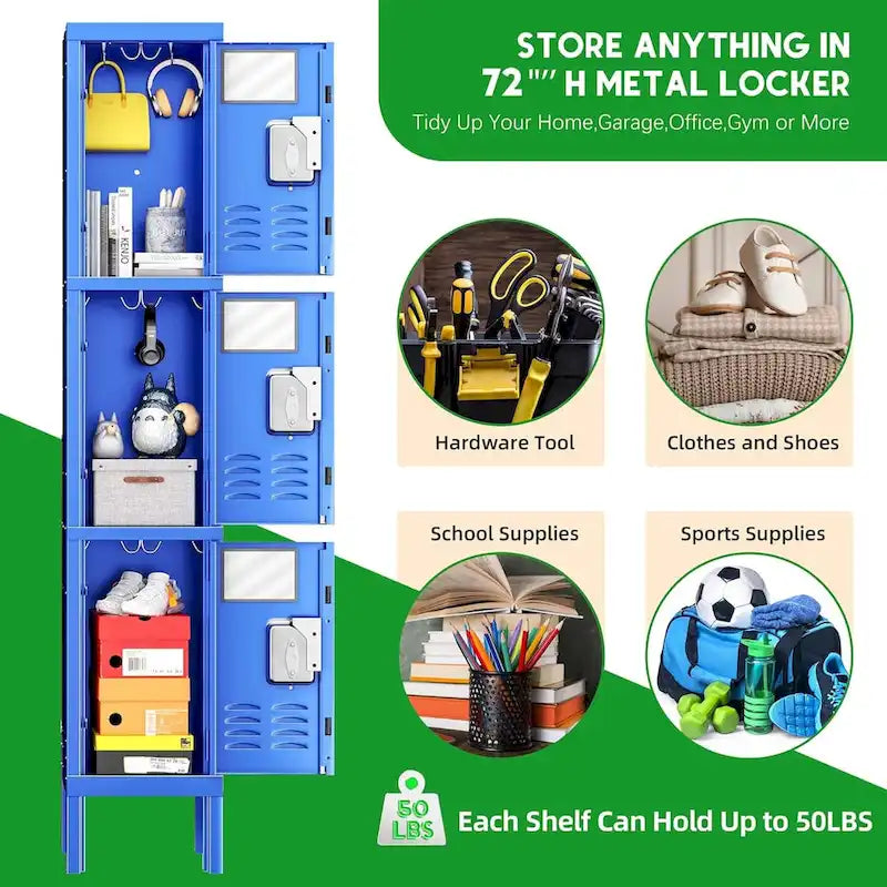 3-Door / 5-Door Metal Locker Storage Cabinet for School, Office & Gym