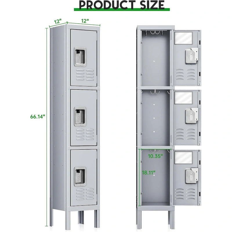3-Door / 5-Door Metal Locker Storage Cabinet for School, Office & Gym