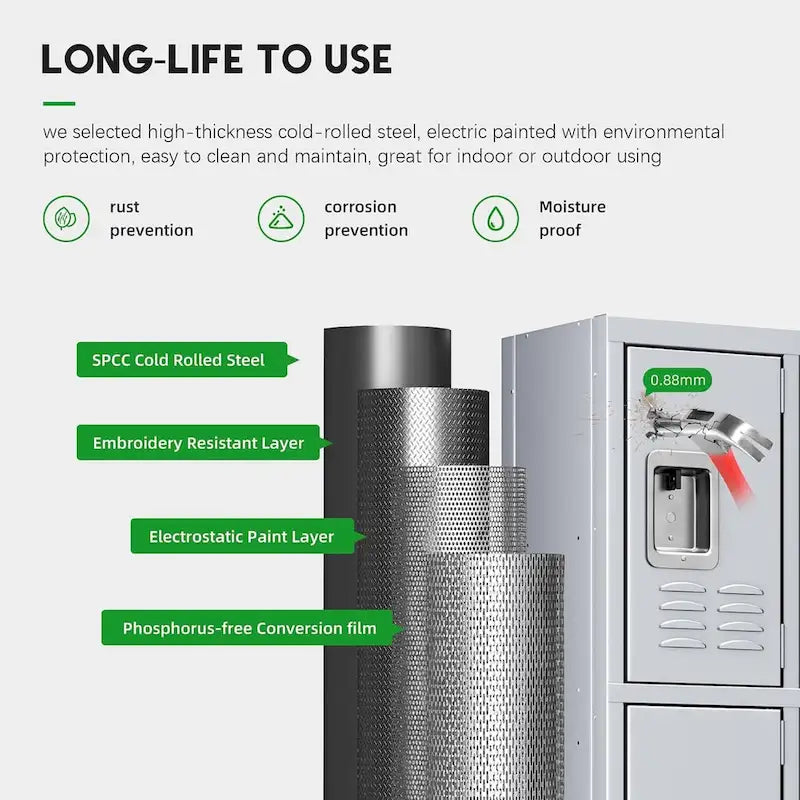 3-Door / 5-Door Metal Locker Storage Cabinet for School, Office & Gym