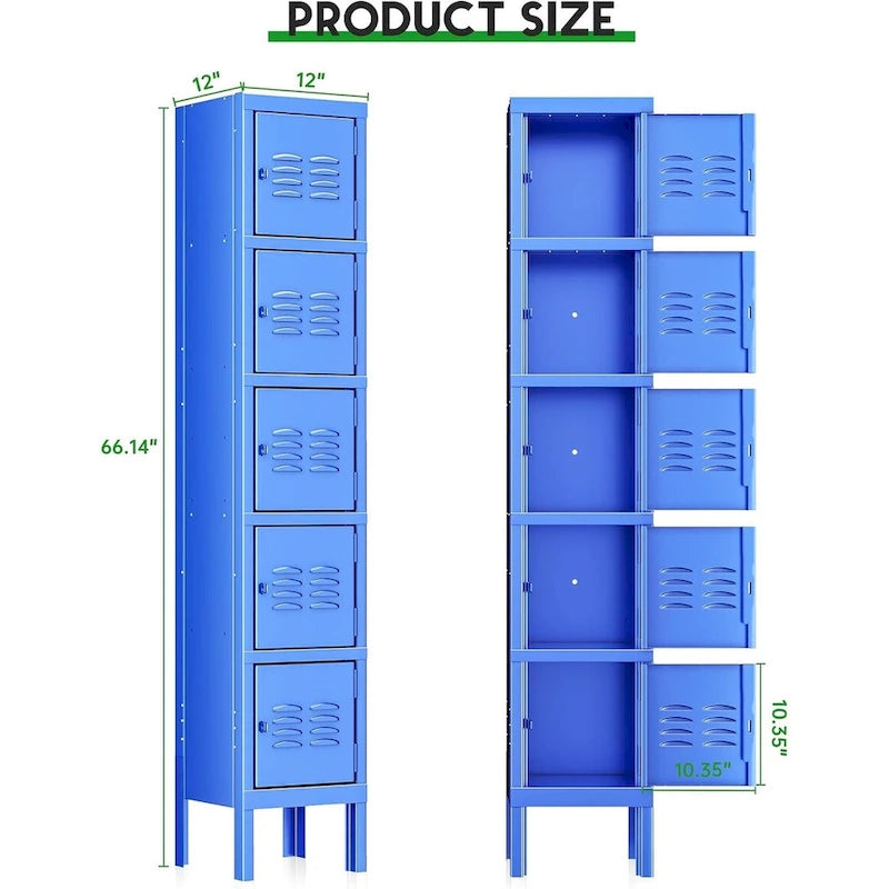 3-Door / 5-Door Metal Locker Storage Cabinet for School, Office & Gym