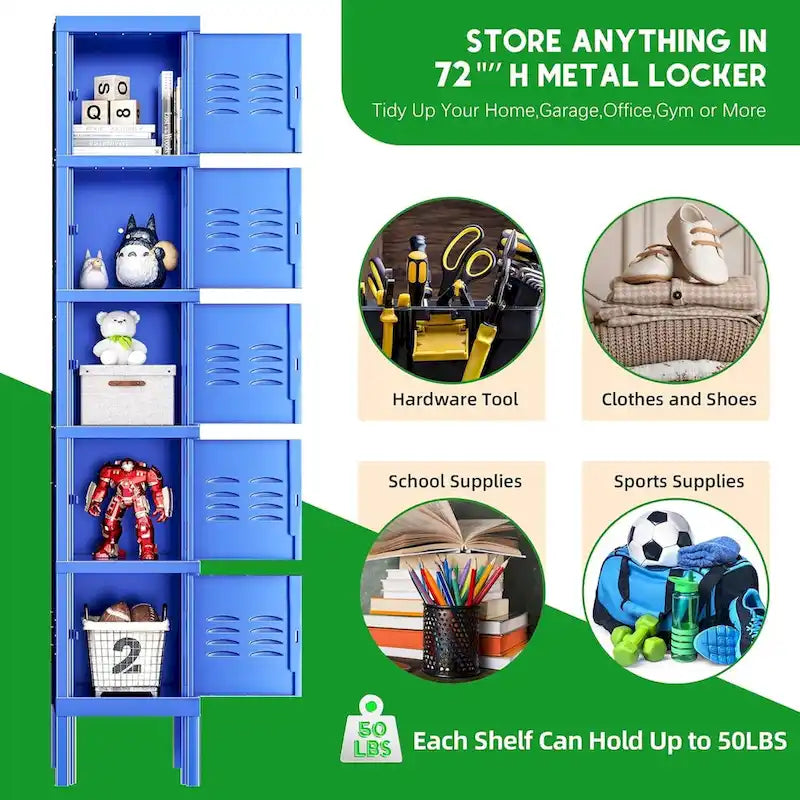 3-Door / 5-Door Metal Locker Storage Cabinet for School, Office & Gym