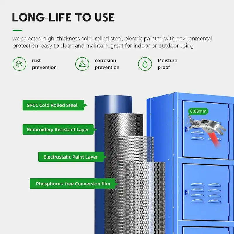 3-Door / 5-Door Metal Locker Storage Cabinet for School, Office & Gym