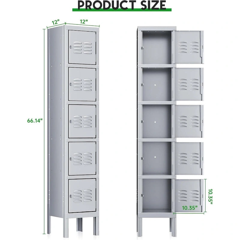 3-Door / 5-Door Metal Locker Storage Cabinet for School, Office & Gym