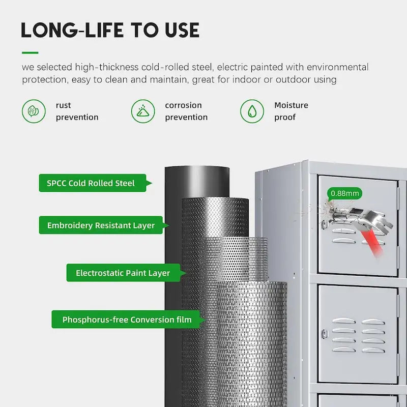 3-Door / 5-Door Metal Locker Storage Cabinet for School, Office & Gym