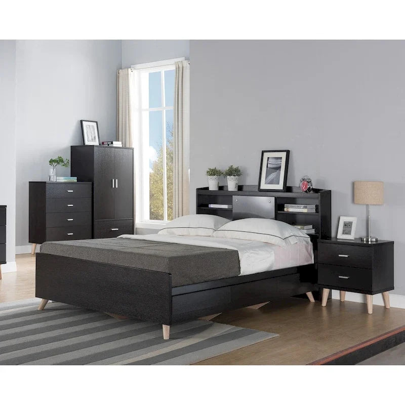 Contemporary Cappuccino 6-Shelf Headboard