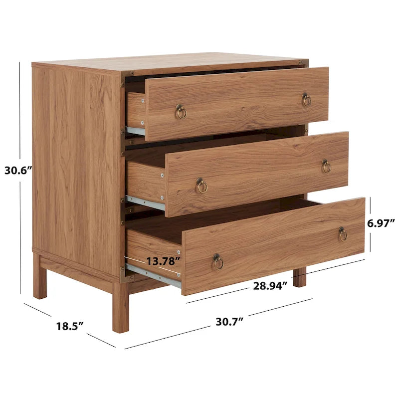 3-Drawer Chest with Gold Hardware