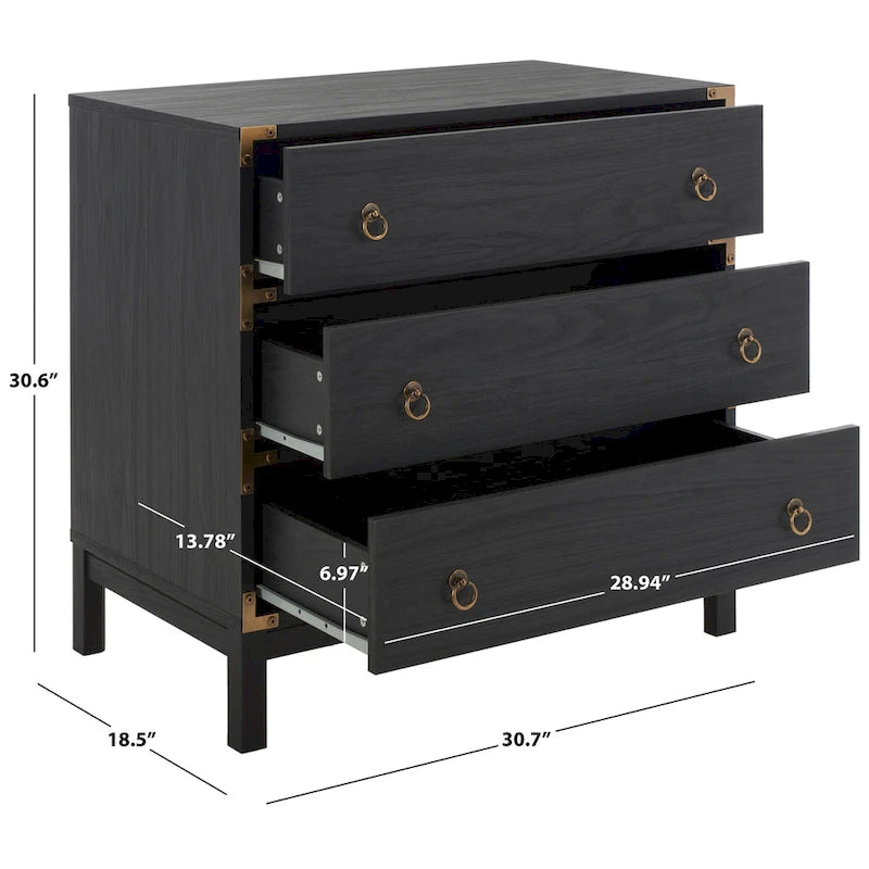 3-Drawer Chest with Gold Hardware
