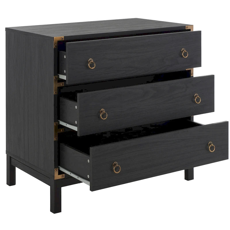 3-Drawer Chest with Gold Hardware