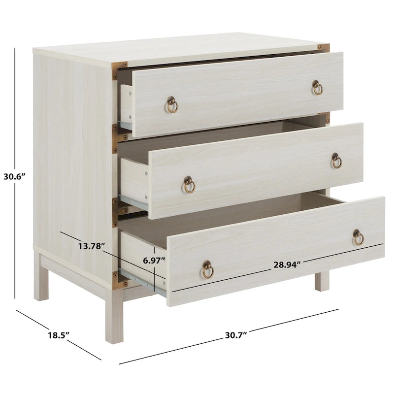 3-Drawer Chest with Gold Hardware