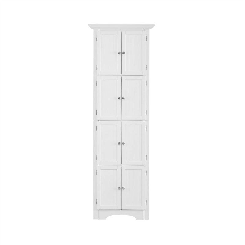 Hoher Eckschrank mit 8 Türen und 4 Regalböden