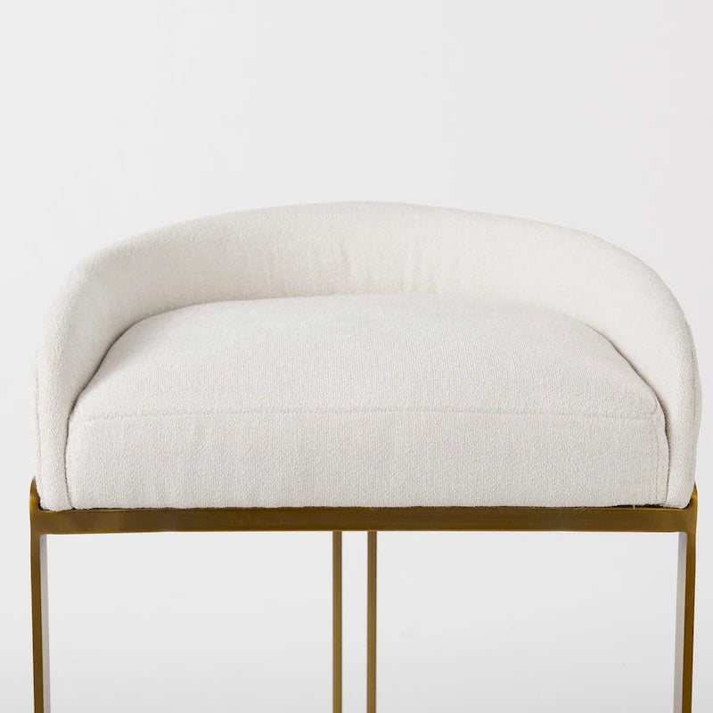 Cream Fabric Seat Counter Stool with Gold Metal Frame